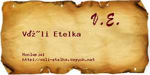 Váli Etelka névjegykártya